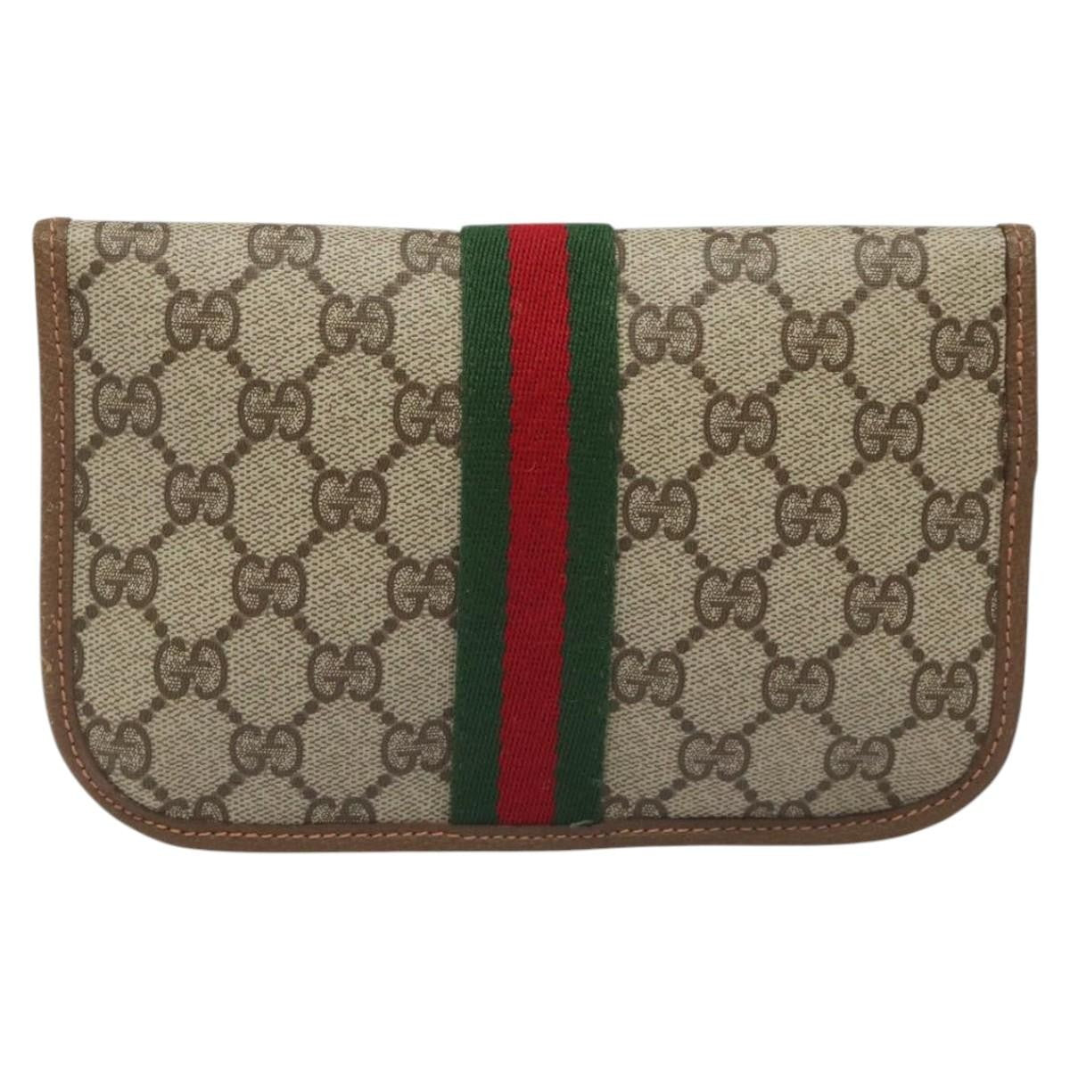Gucci Ophidia Flap Clutch GG Coated Canvas, BEIGE, CANVAS, Clutche & pouche
