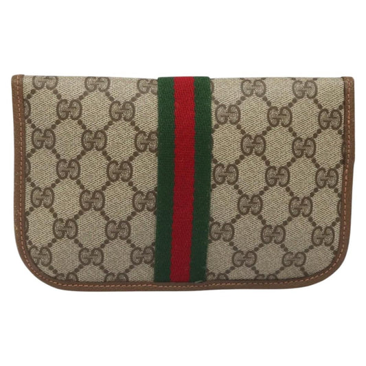 Gucci Ophidia Flap Clutch GG Coated Canvas, BEIGE, CANVAS, Clutche & pouche