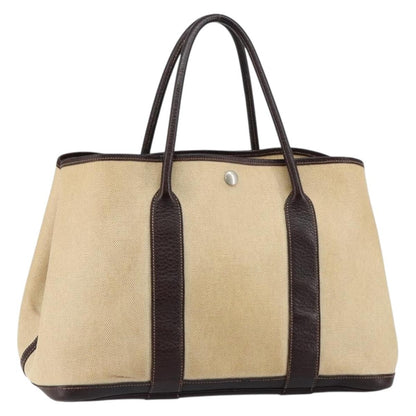 Hermes Garden Party Tote Canvas and Leather, BEIGE, CANVAS, Tote bag