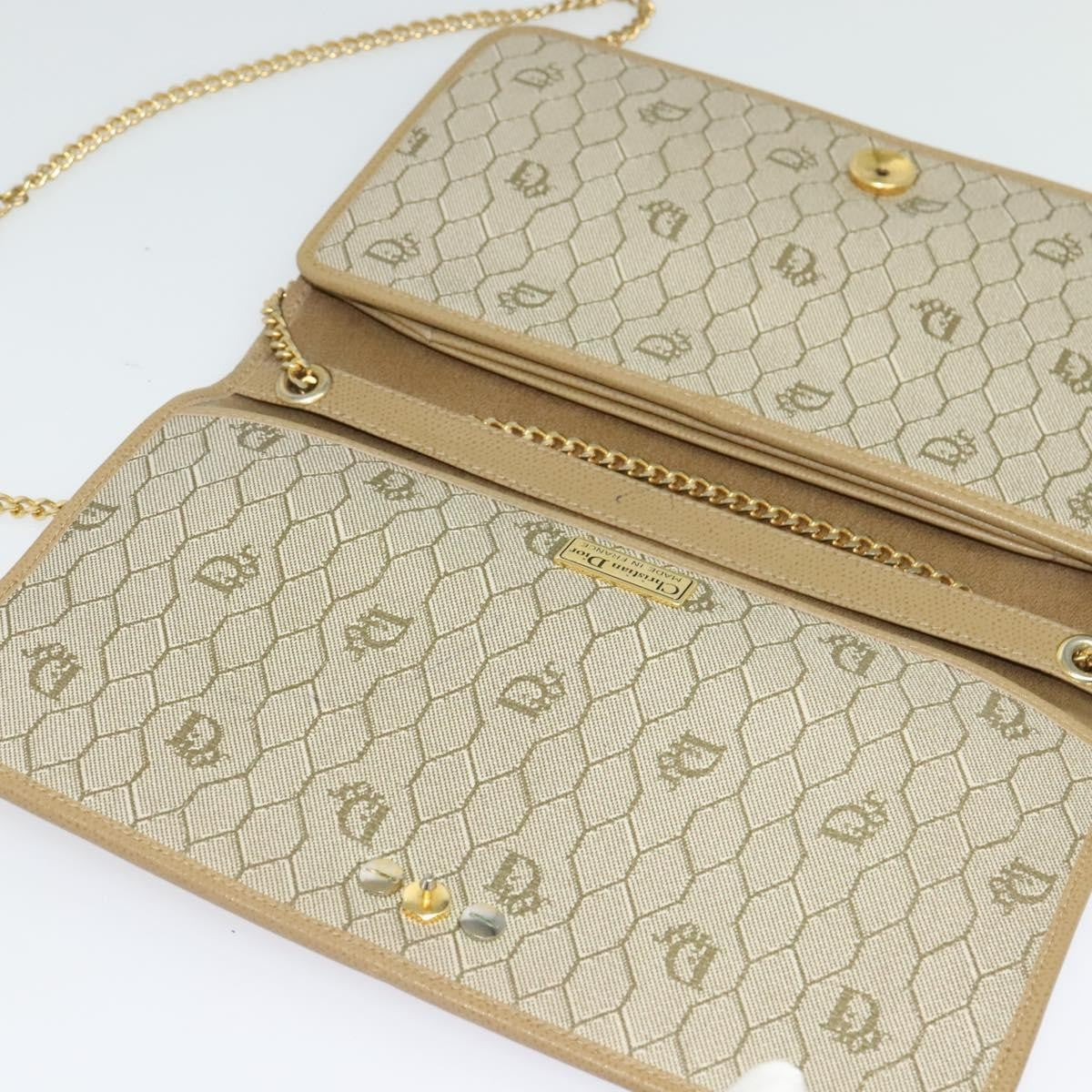 Christian Dior Vintage Chain Flap Shoulder Bag Leather, BEIGE, LEATHER, Shoulder bag