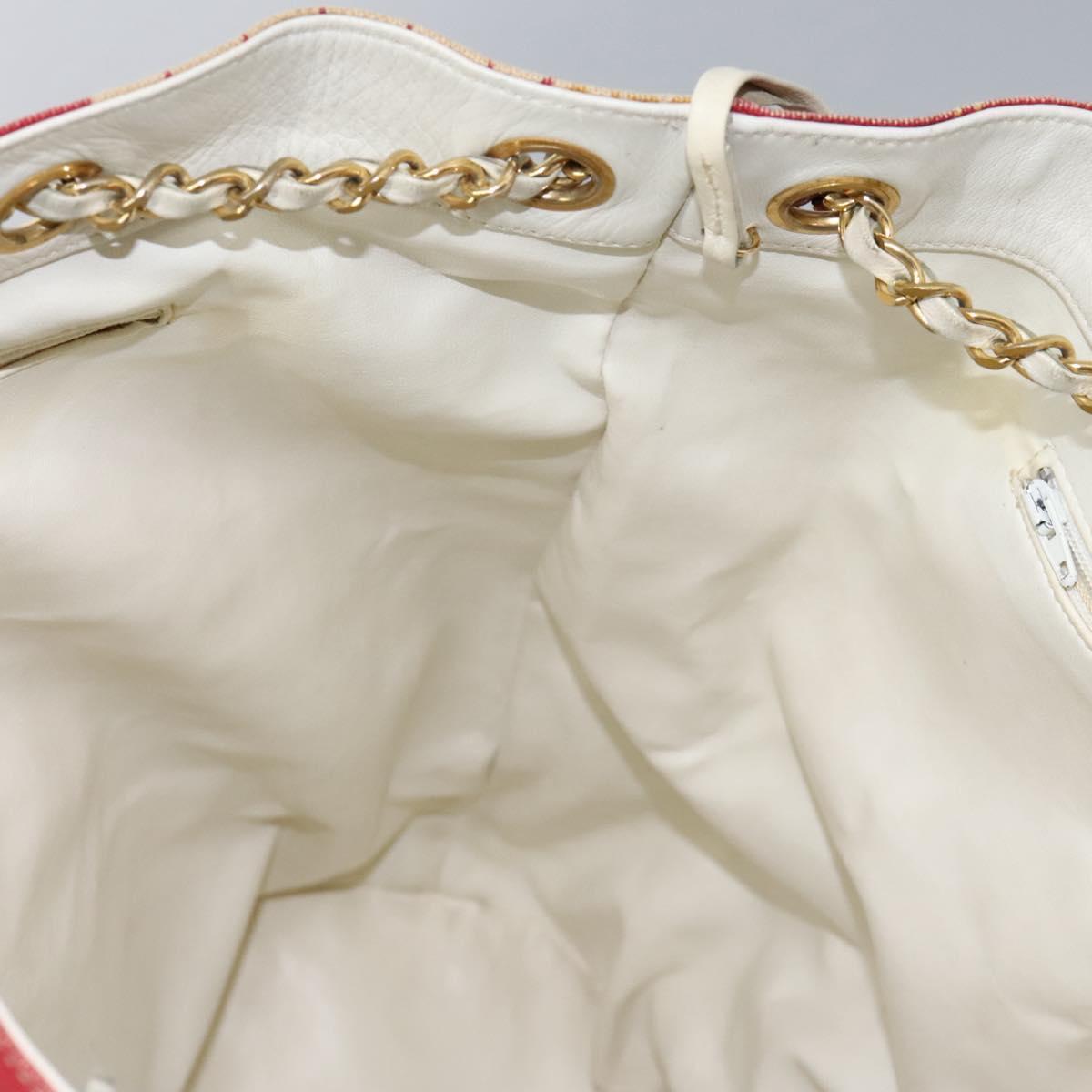 Chanel Chain Shoulder Bag Canvas, RED, CANVAS, Shoulder bag