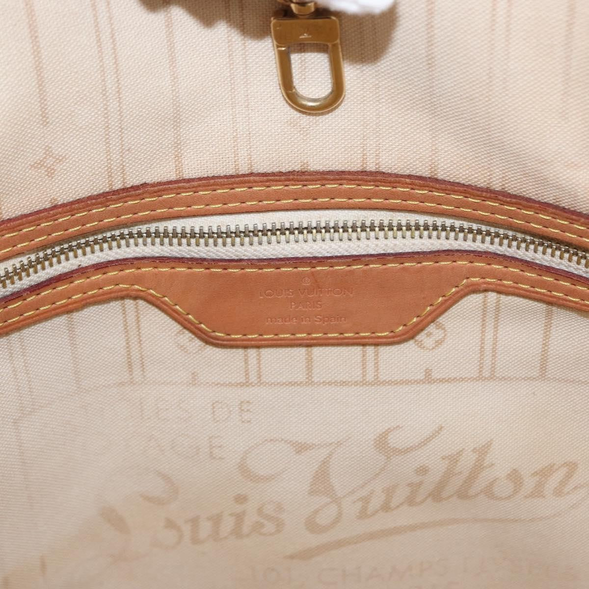 Louis Vuitton Neverfull Tote Damier, WHITE, CANVAS, Tote bag