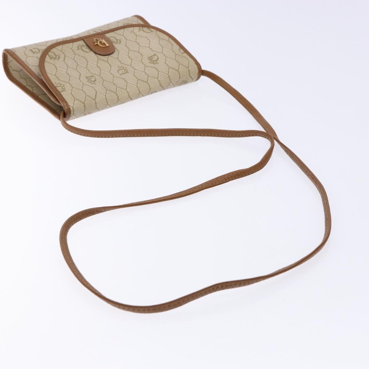 Christian Dior Vintage Honeycomb Flap Crossbody Bag Coated Canvas, BEIGE, PVC, Crossbody bag