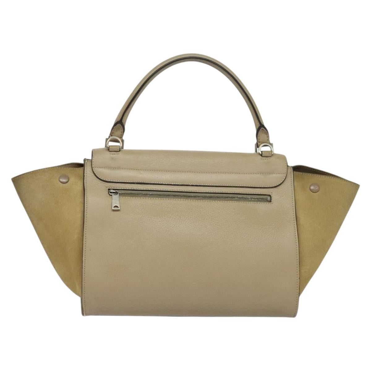 Celine Trapeze Bag Leather with Suede, BEIGE, LEATHER, Handbag