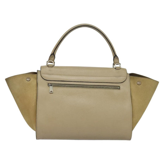 Celine Trapeze Bag Leather with Suede, BEIGE, LEATHER, Handbag