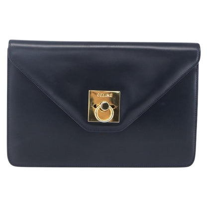 Celine Clutch Bag Leather, NAVY, LEATHER, Clutche & pouche