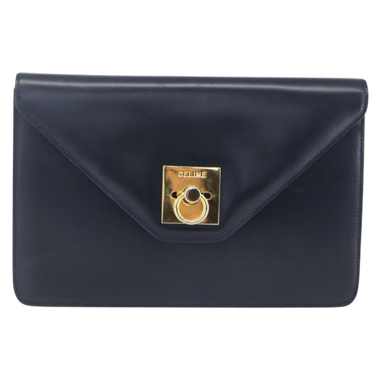Celine Clutch Bag Leather, NAVY, LEATHER, Clutche & pouche