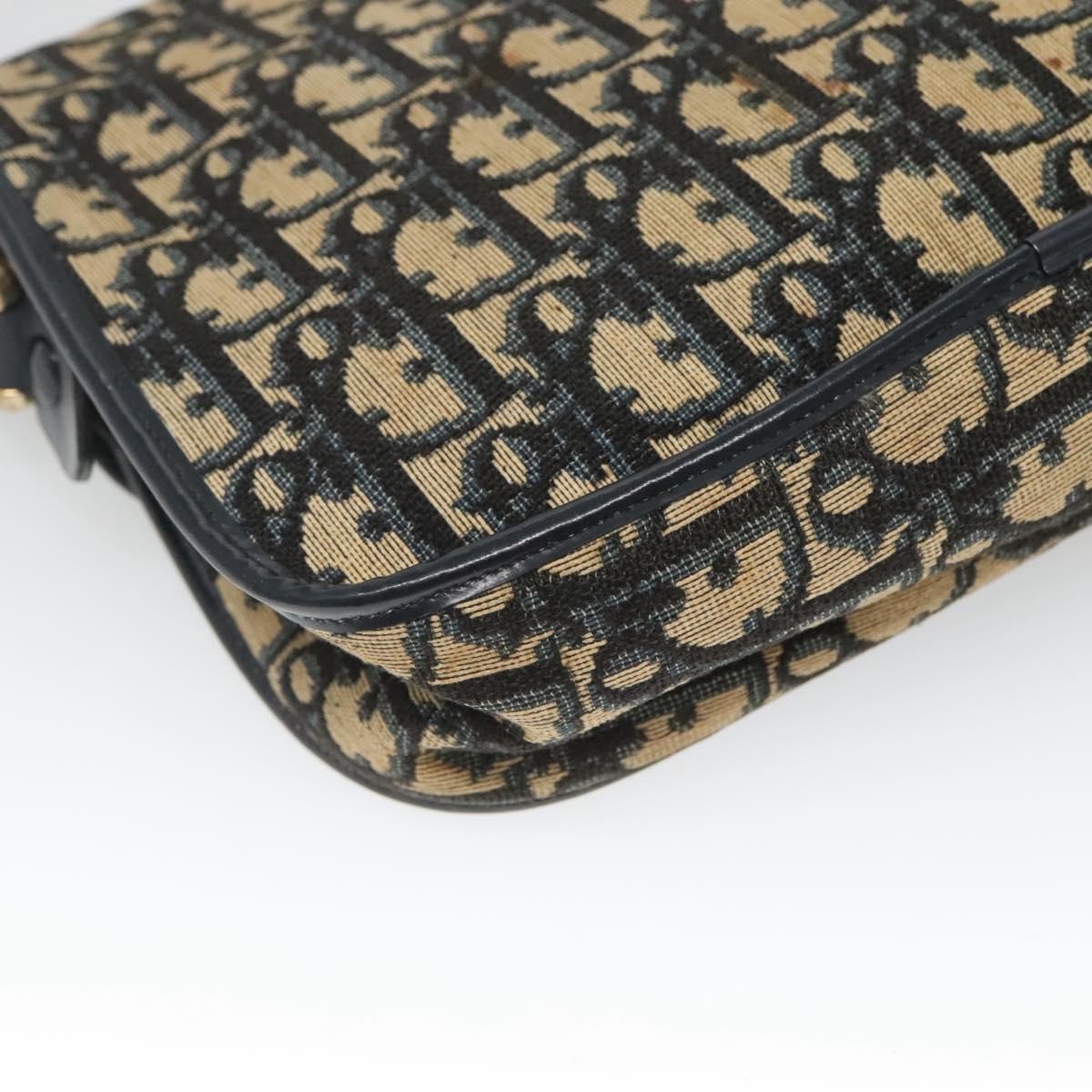 Christian Dior Vintage CD Logo Shoulder Bag Leather, NAVY, CANVAS, Shoulder bag