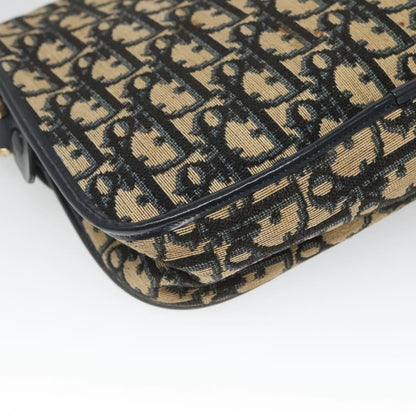 Christian Dior Vintage CD Logo Shoulder Bag Leather, NAVY, CANVAS, Shoulder bag