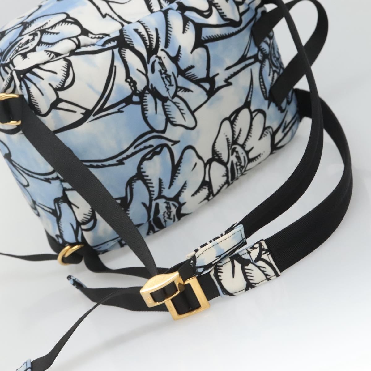 Fendi Baguette Backpack Printed Nylon, BLUE, NYLON, Backpack