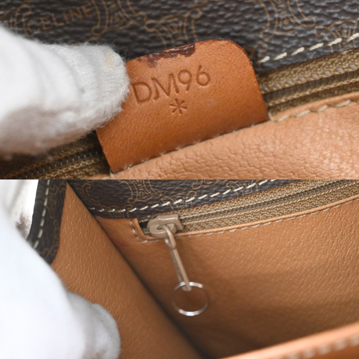 Celine Vintage Macadam Shoulder Bag Canvas and Leather, BROWN, CANVAS, Shoulder bag