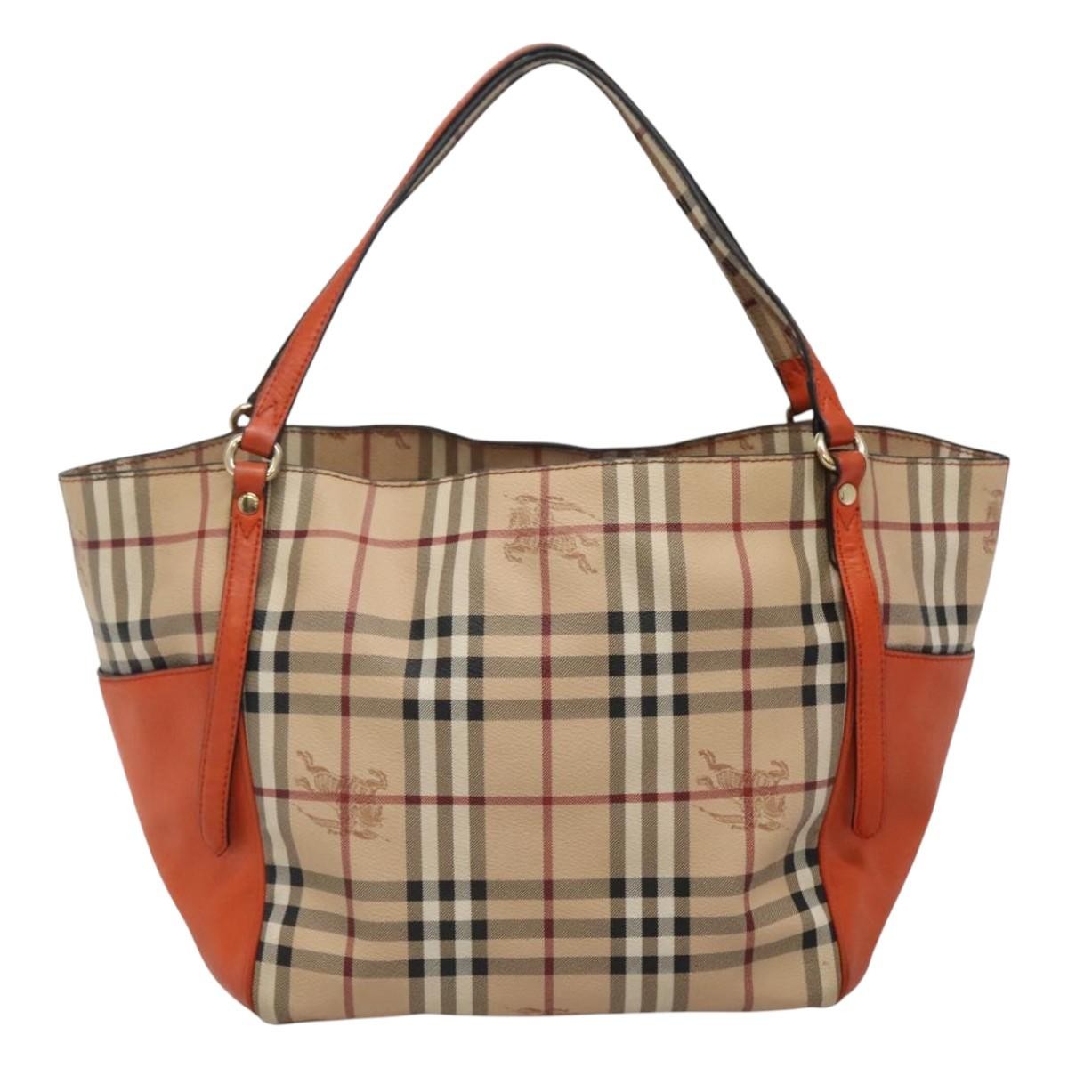Burberry Canterbury Panels Tote Haymarket Coated Canvas and Leather, BEIGE, CANVAS, Tote bag