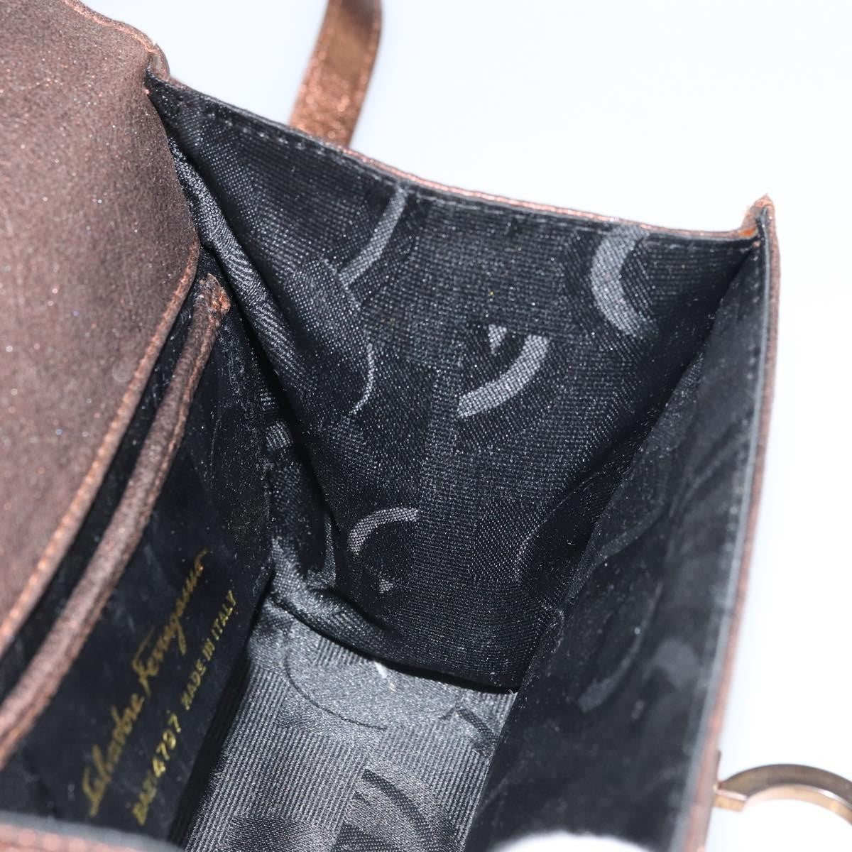 Salvatore Ferragamo Gancini Shoulder Bag Leather, GOLD, LEATHER, Shoulder bag