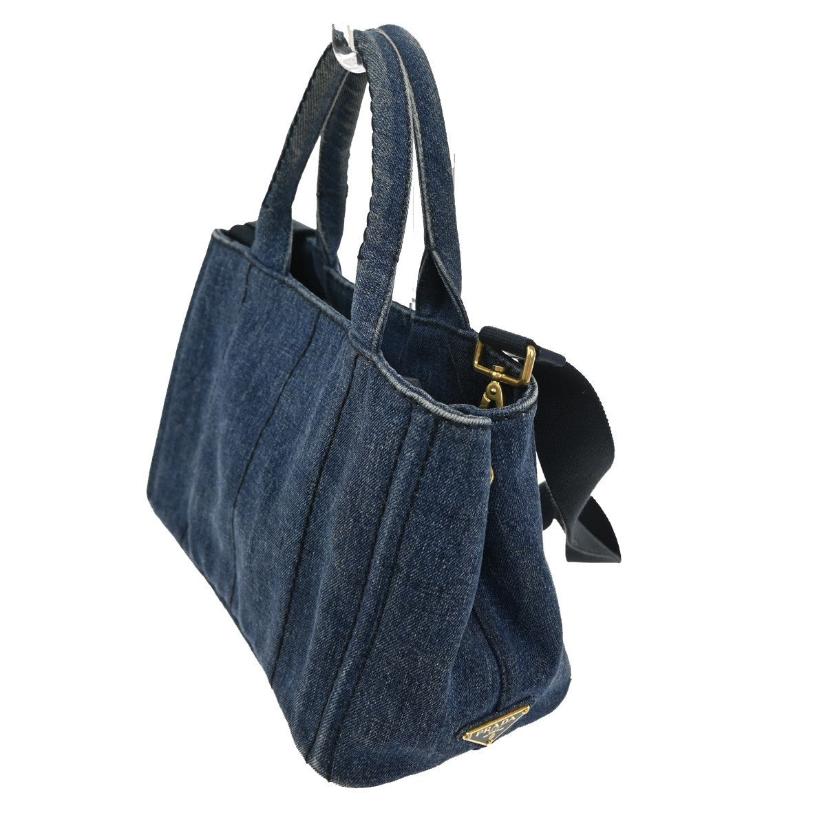 Prada Canapa Convertible Tote Denim, BLUE, DENIM_JEANS, Tote bag