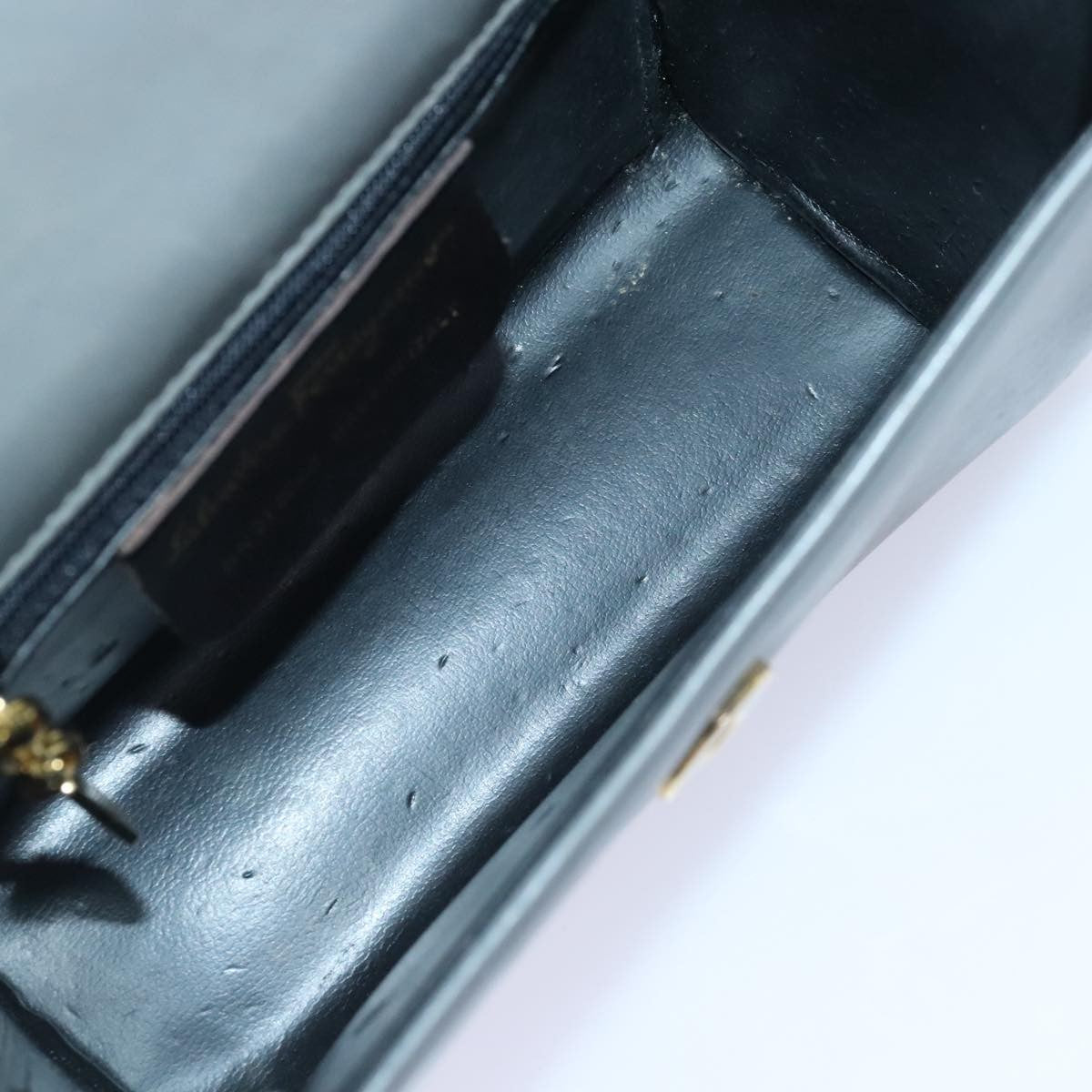 Salvatore Ferragamo Vintage Flap Chain Shoulder Bag Leather, GRAY, LEATHER, Shoulder bag