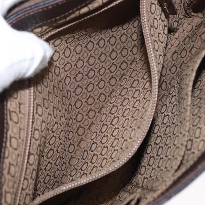 Salvatore Ferragamo Gancini Shoulder Bag Leather, BROWN, LEATHER, Shoulder bag