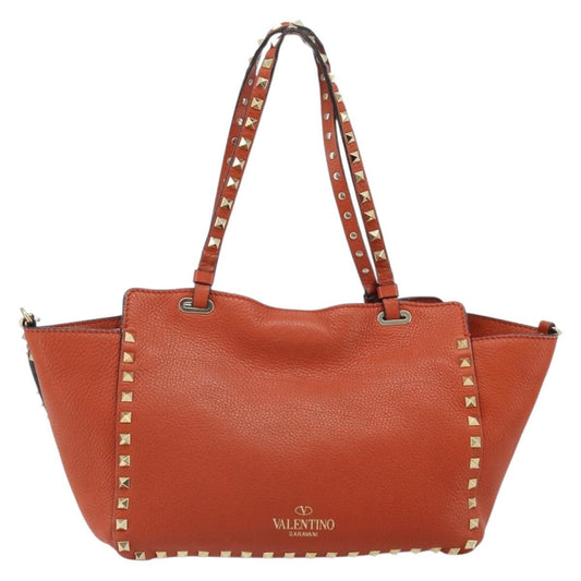 Valentino Garavani Rockstud Tote Soft Leather, ORANGE, LEATHER, Tote bag