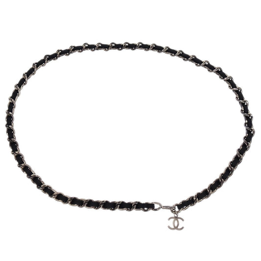 Chanel Vintage CC Chain Belt Metal and Leather, BLACK, LEATHER, Belts