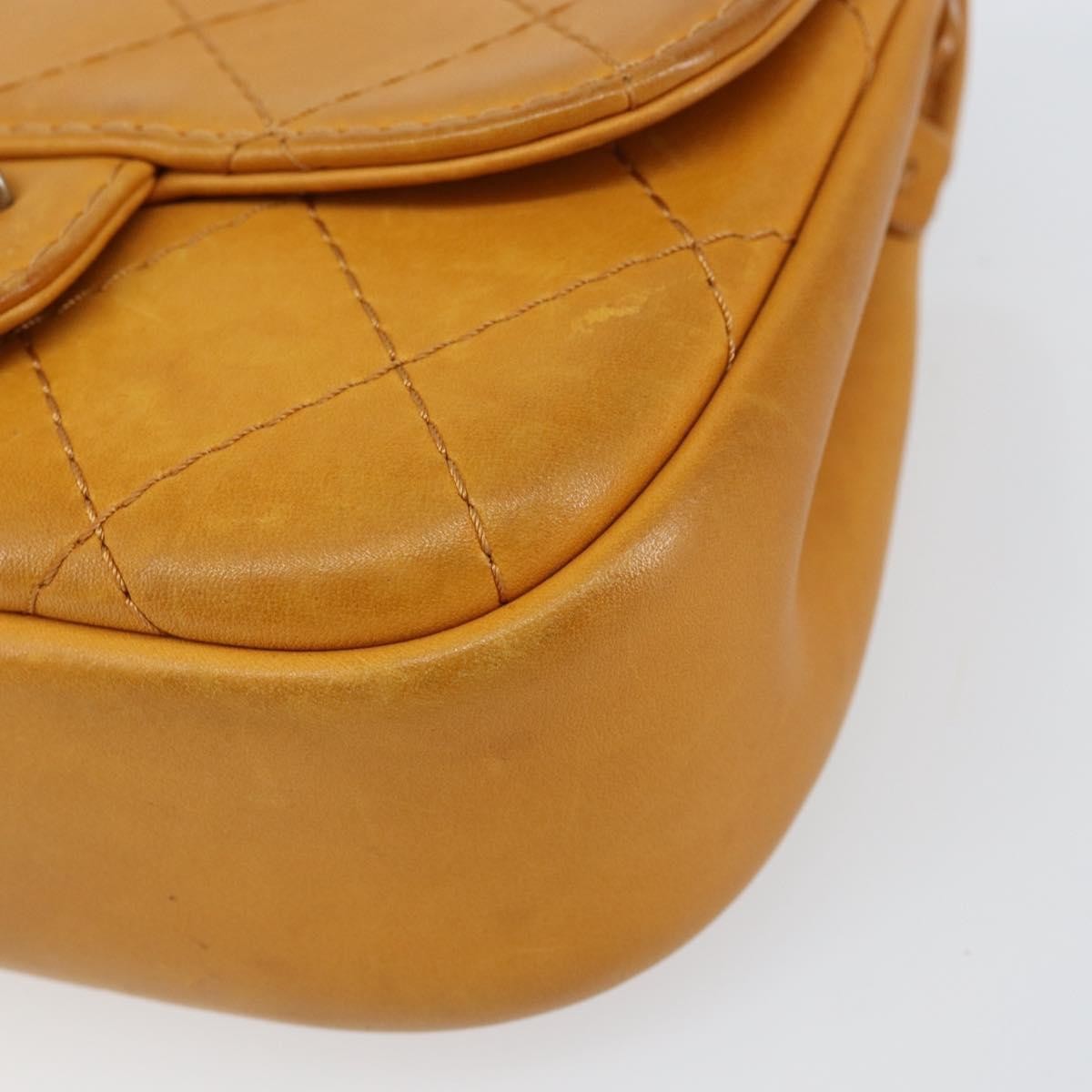 Chanel Chain Flap Bag Quilted Leather, ORANGE, LEATHER, Shoulder bag