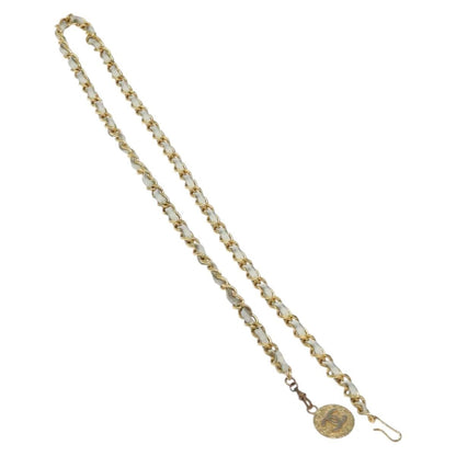 Chanel Vintage Logo Chain Belt Metal and Leather, WHITE, METAL, Belts