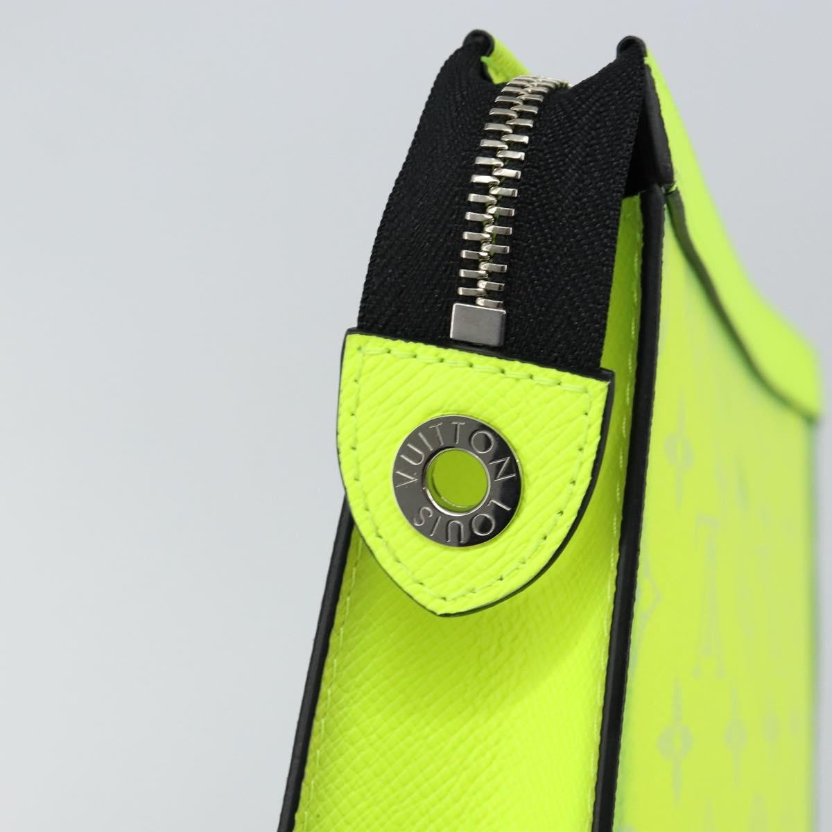 Louis Vuitton Pochette Voyage Monogram Taigarama, YELLOW, LEATHER, Clutche & pouche