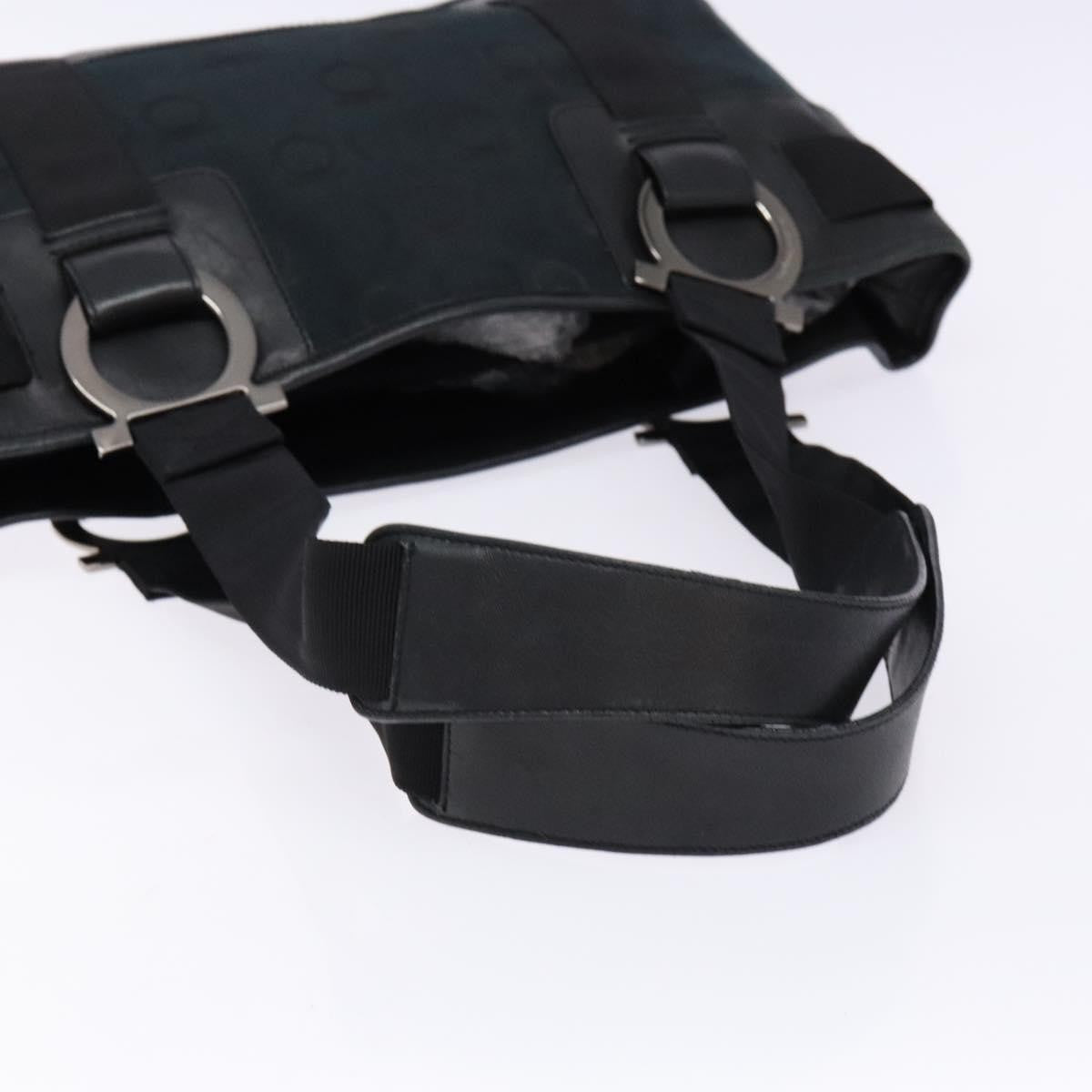 Salvatore Ferragamo Gancini Tote Canvas, BLACK, CANVAS, Tote bag