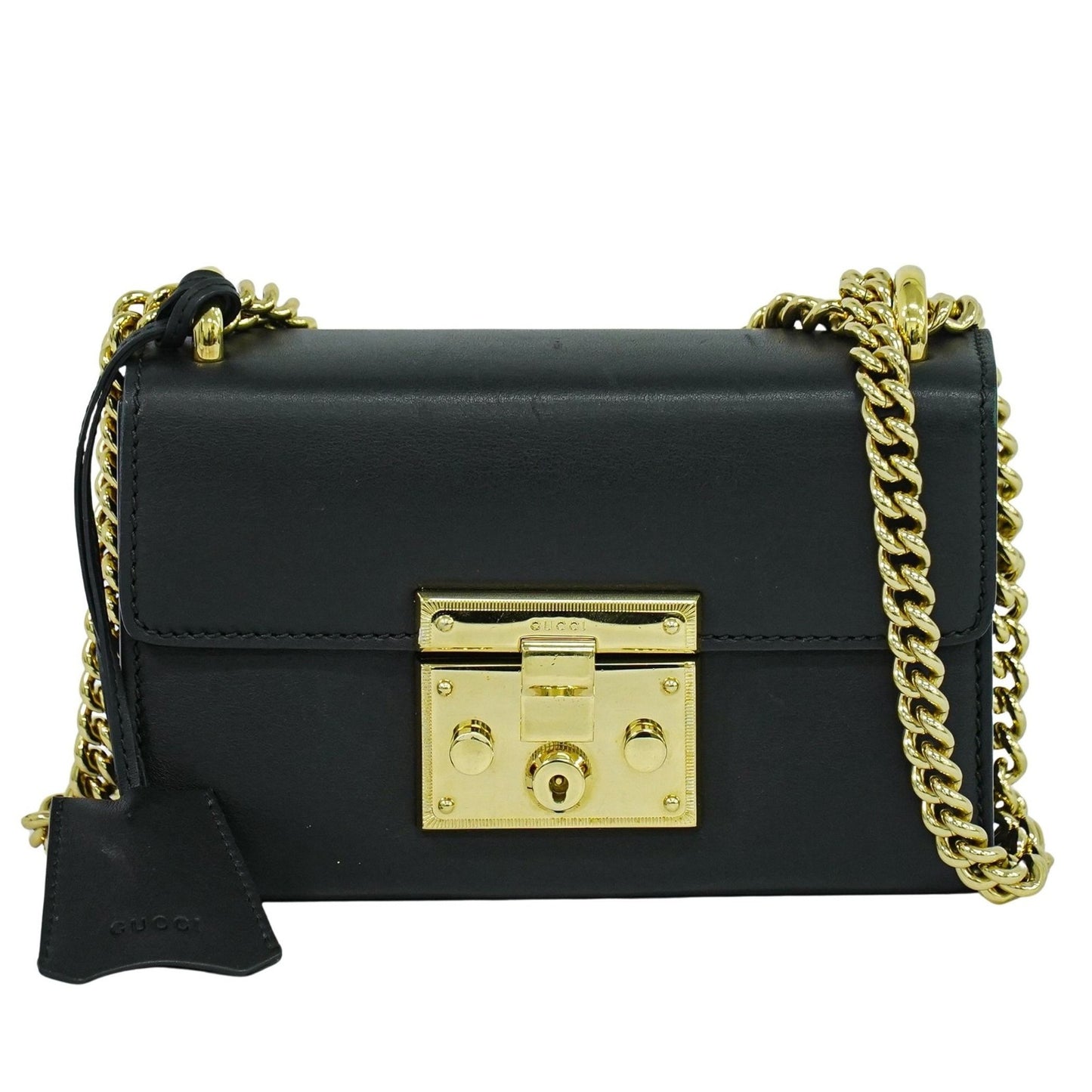 Gucci Padlock Shoulder Bag Leather, BLACK, LEATHER, Shoulder bag