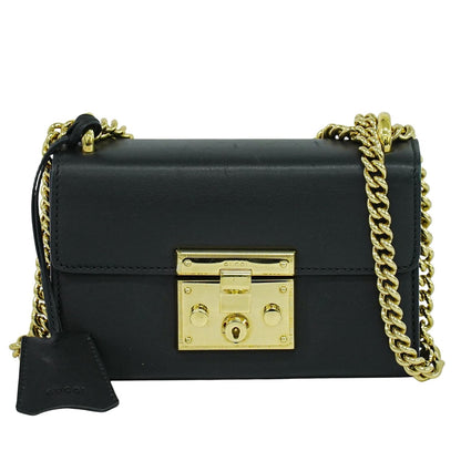 Gucci Padlock Shoulder Bag Leather, BLACK, LEATHER, Shoulder bag