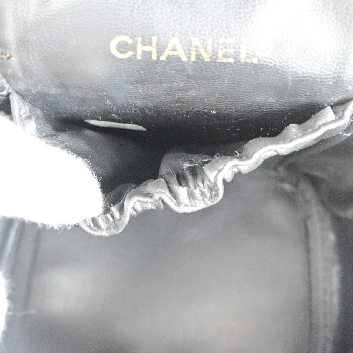 Chanel Vanity pouch Leather, BLACK, LEATHER, Toiletry Case