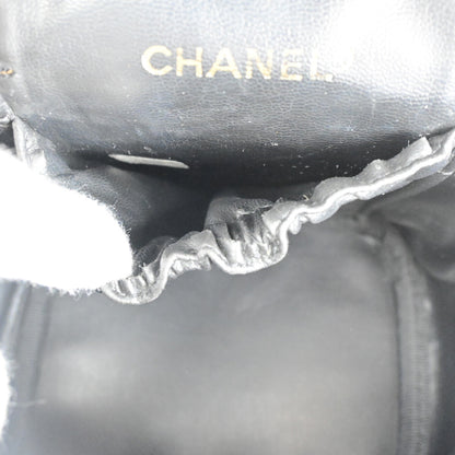 Chanel Vanity pouch Leather, BLACK, LEATHER, Toiletry Case