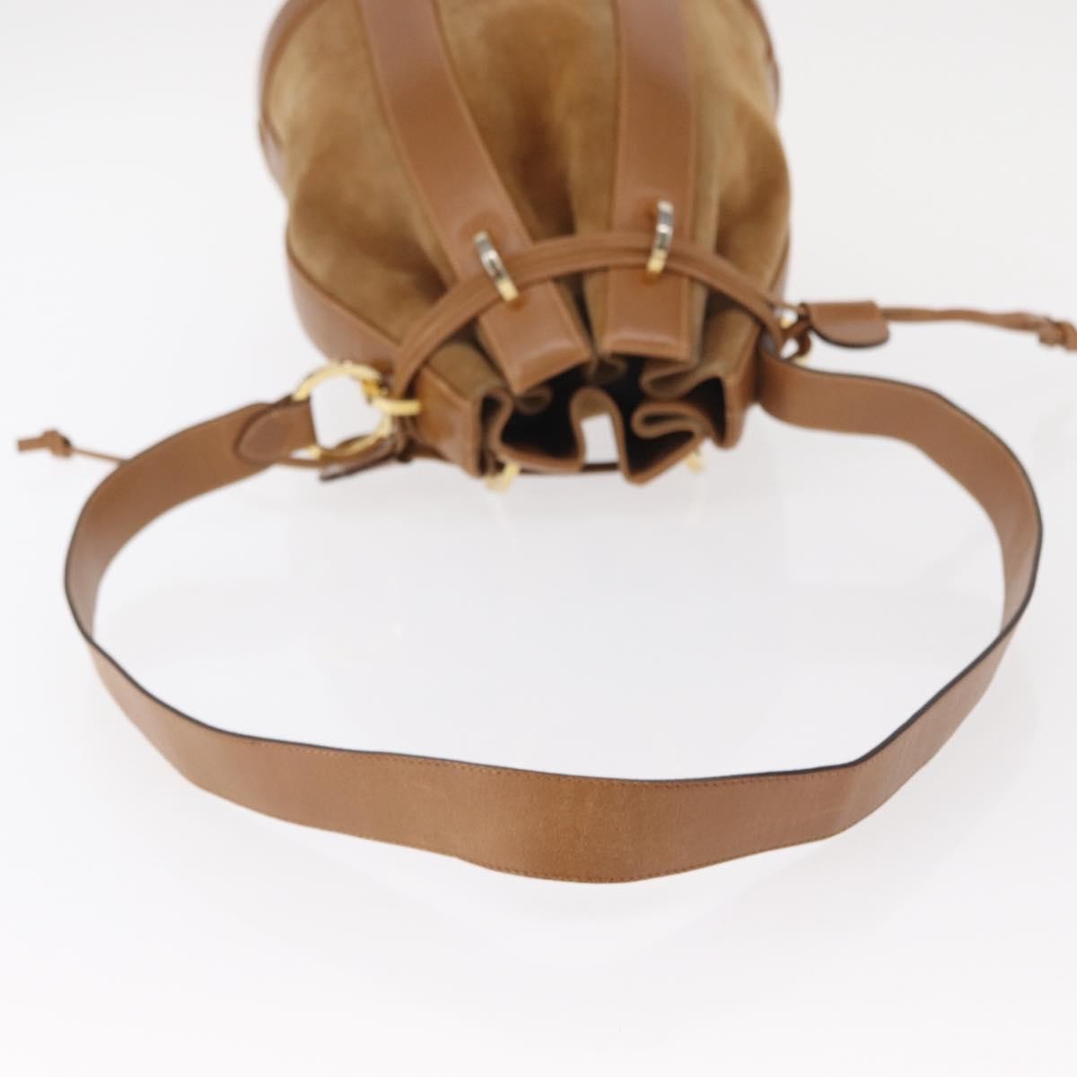 Salvatore Ferragamo Vintage Shoulder Bag Leather, BEIGE, SUEDE, Shoulder bag