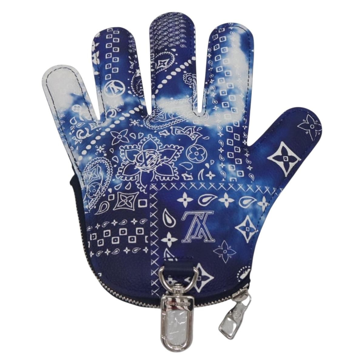 Louis Vuitton Key Pouch Bandana Monogram, BLUE, CANVAS, Wallets