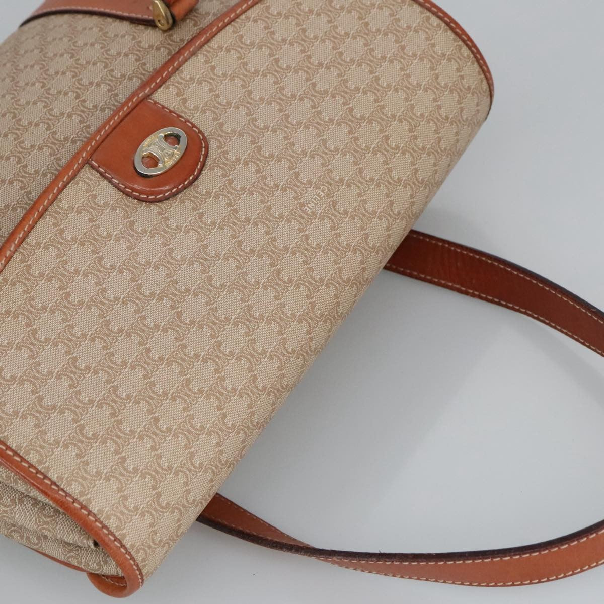 Celine Vintage Macadam Handbag Macadam, BEIGE, PVC,CANVAS, Handbag