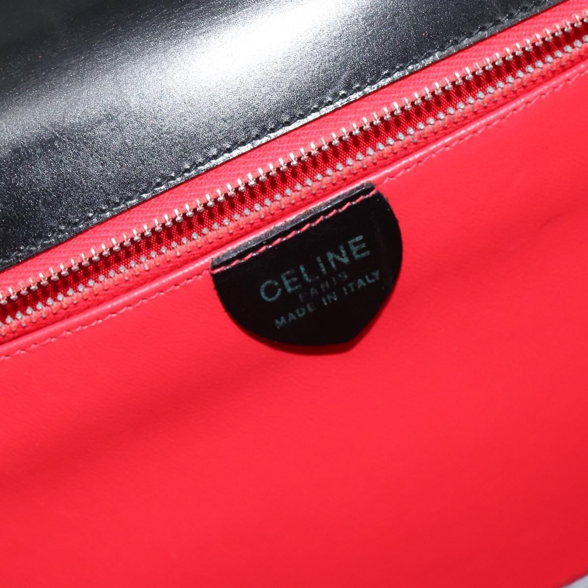 Celine Vintage Top Handle Bag Glazed Leather, BLACK, LEATHER, Handbag