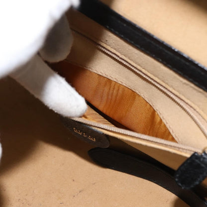 Gucci Vintage Bamboo Vanity Case Leather, NAVY, LEATHER, Handbag