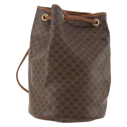 Celine Vintage Macadam Backpack Canvas and Leather, Brown, Canvas, Backpack