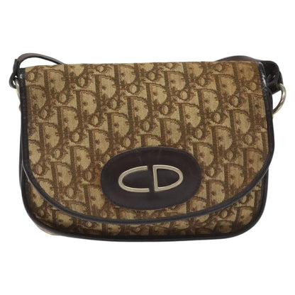 Christian Dior Vintage CD Flap Shoulder Bag Canvas, BROWN, CANVAS, Shoulder bag