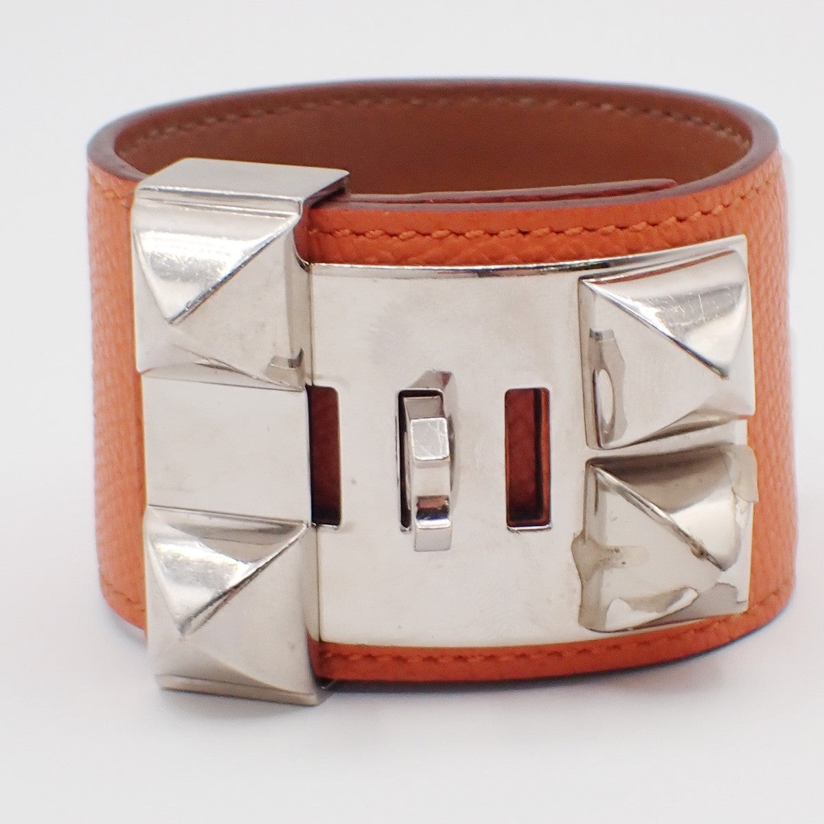 Hermes Collier de Chien Bracelet Leather, ORANGE, LEATHER, Bracelet