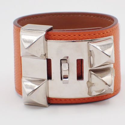 Hermes Collier de Chien Bracelet Leather, ORANGE, LEATHER, Bracelet