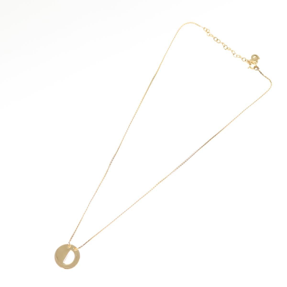 Christian Dior CD Pendant Necklace Metal and Crystals, GOLD, METAL, Necklace