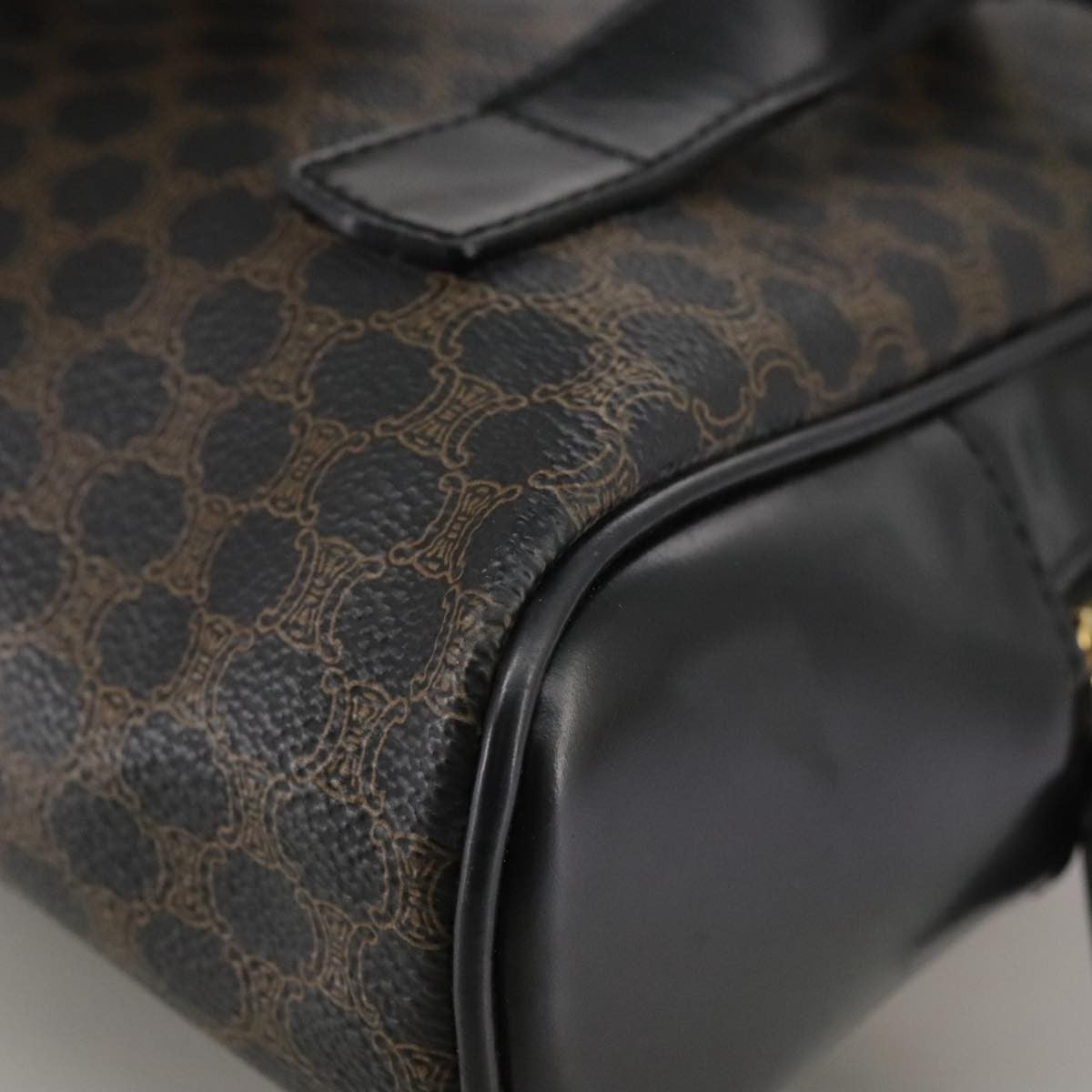 Celine Vintage Macadam Backpack Canvas and Leather, BLACK, CANVAS, Backpack