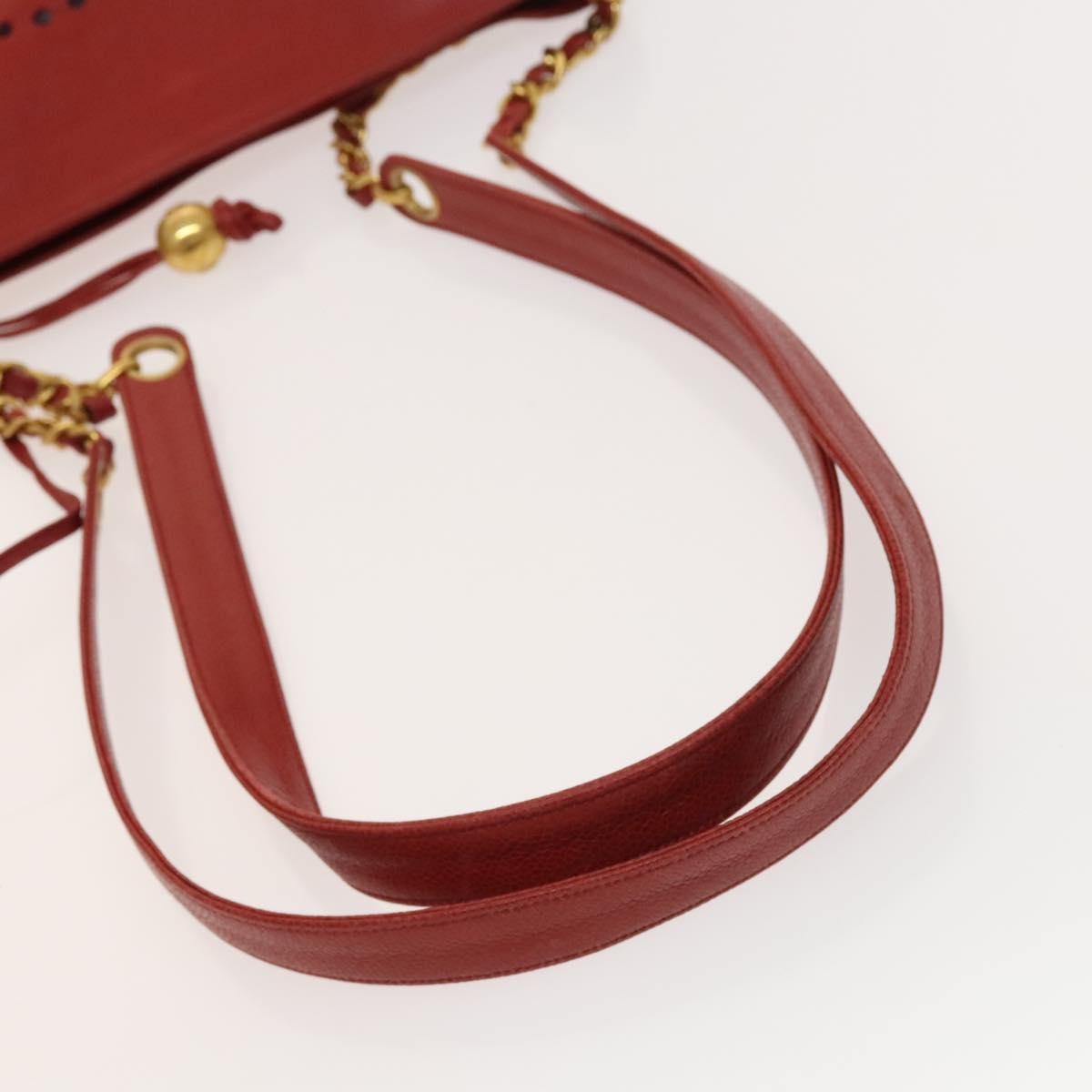 Chanel Triple CC Chain Shoulder Bag Caviar Leather, RED, LEATHER, Shoulder bag