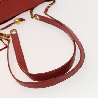 Chanel Triple CC Chain Shoulder Bag Caviar Leather, RED, LEATHER, Shoulder bag