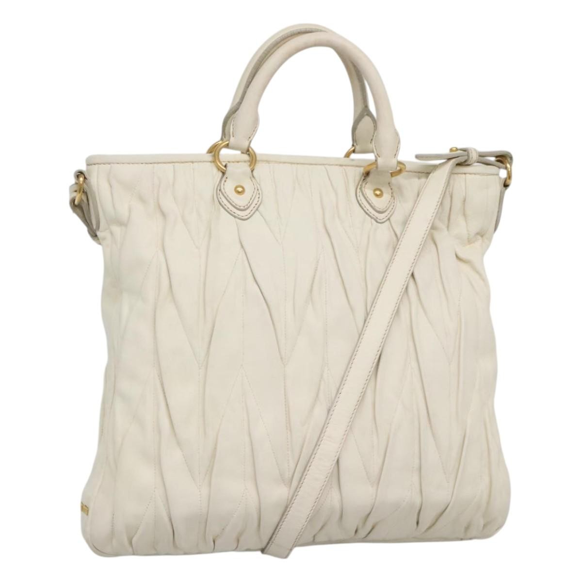 Miu Miu Vintage Tote bag Leather, WHITE, LEATHER, Tote bag