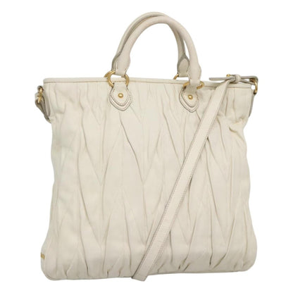 Miu Miu Vintage Tote bag Leather, WHITE, LEATHER, Tote bag
