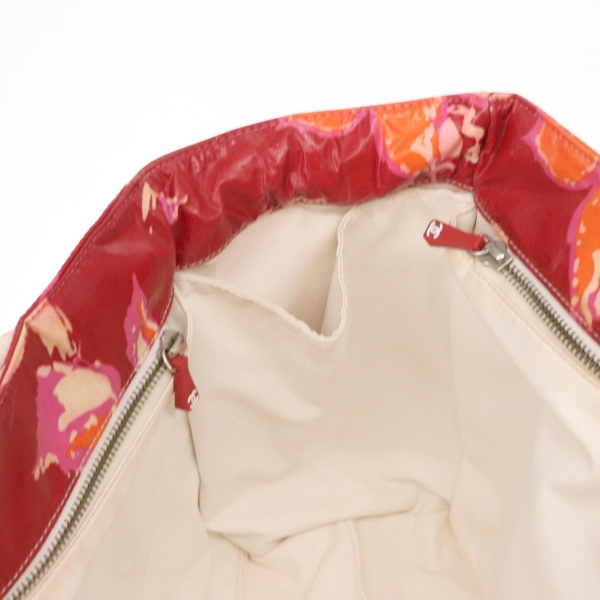 Chanel Vintage Floral Tote Canvas, RED, CANVAS, Tote bag