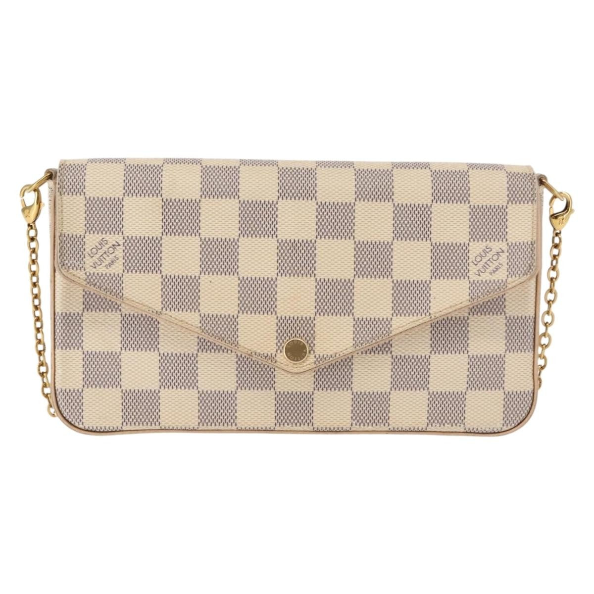 Louis Vuitton Felicie Pochette Damier, WHITE, CANVAS, Clutche & pouche