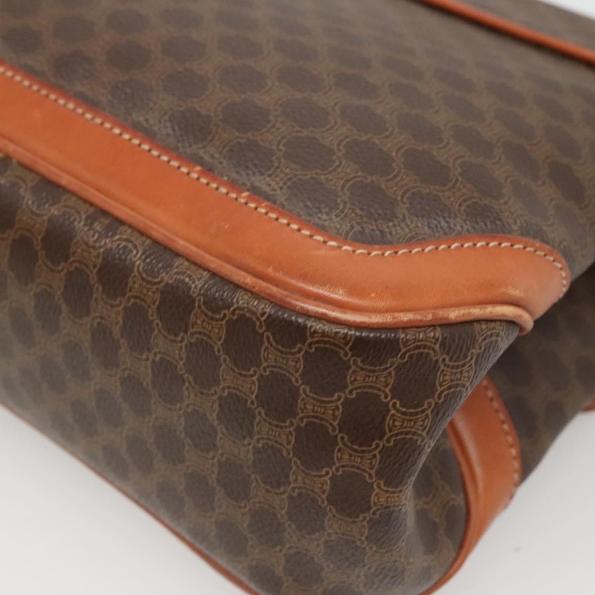 Celine Macadam Handbag Macadam with leather, BROWN, CANVAS, Handbag