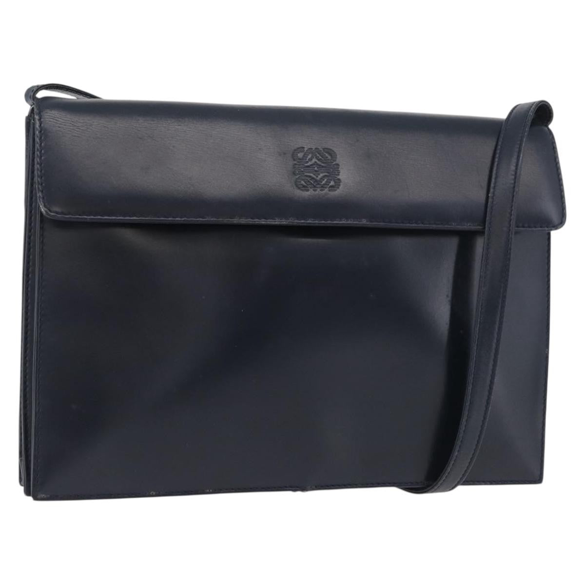 Loewe Anagram Shoulder Bag Leather, Navy, Leather, Shoulder Bag