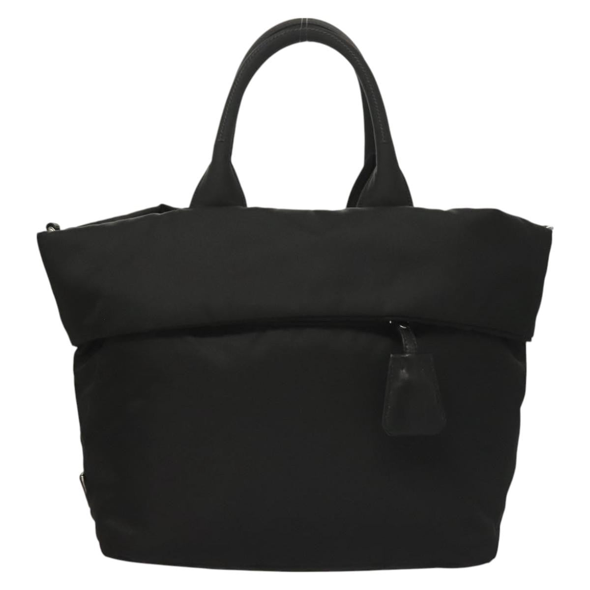 Prada Convertible Double Tote Tessuto, BLACK, NYLON, Handbag